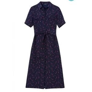 Lafayette 148 NY Doha Shirtdress 100% Silk Confetti Print Collared Shirt Dress